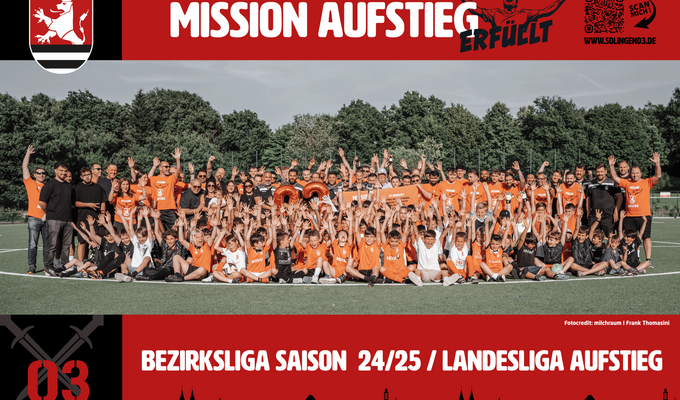 Aufstieg gemeinsam gefeiert – 1. Mannschaft und Jugendabteilung feiern in der 03-Arena