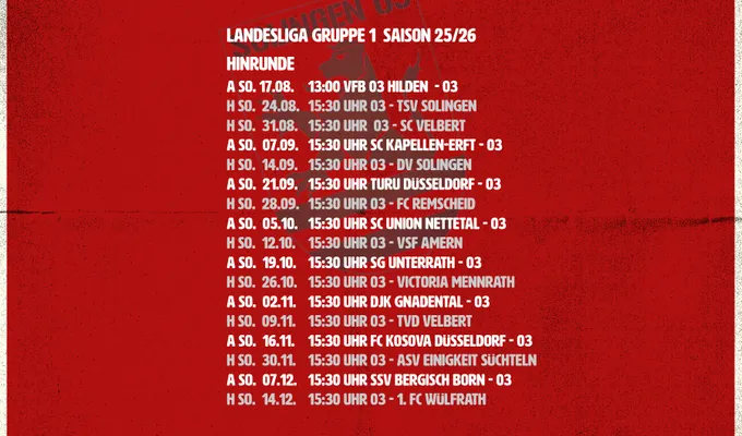 Der Spielplan für die Landesliga ist da