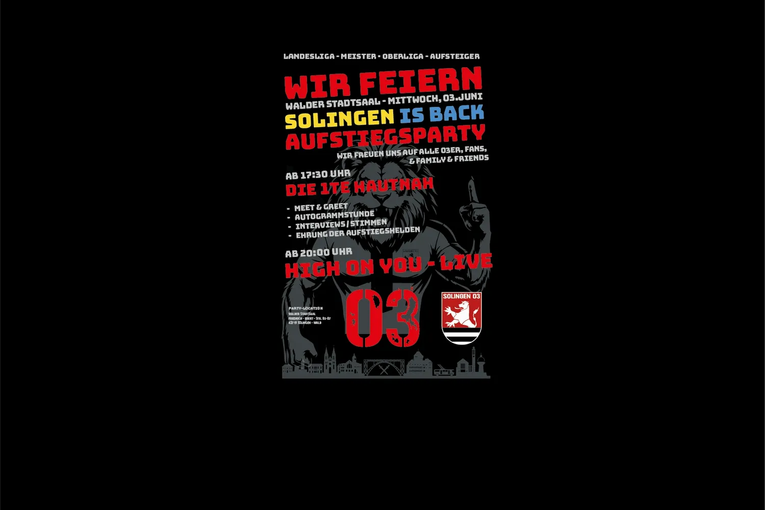 AUFSTIEGSPARTY - SAVE THE DATE