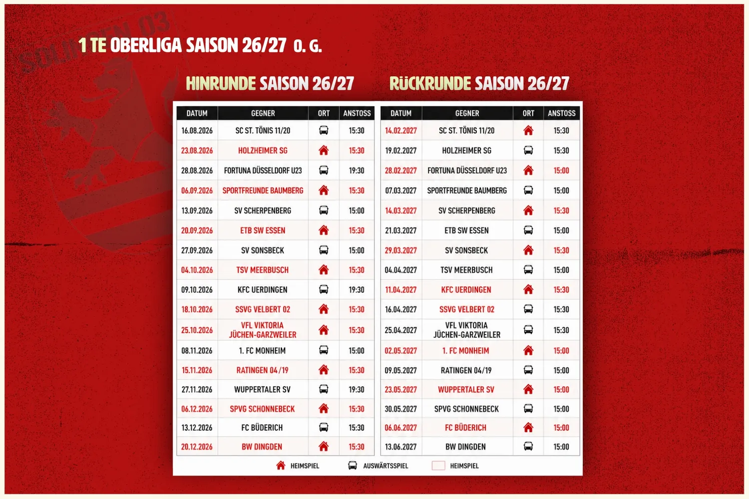 OBERLIGA SPIELPLAN IST RAUS