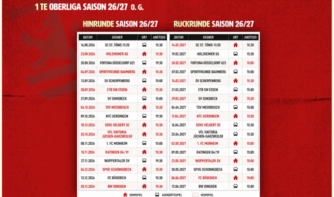 OBERLIGA SPIELPLAN IST RAUS